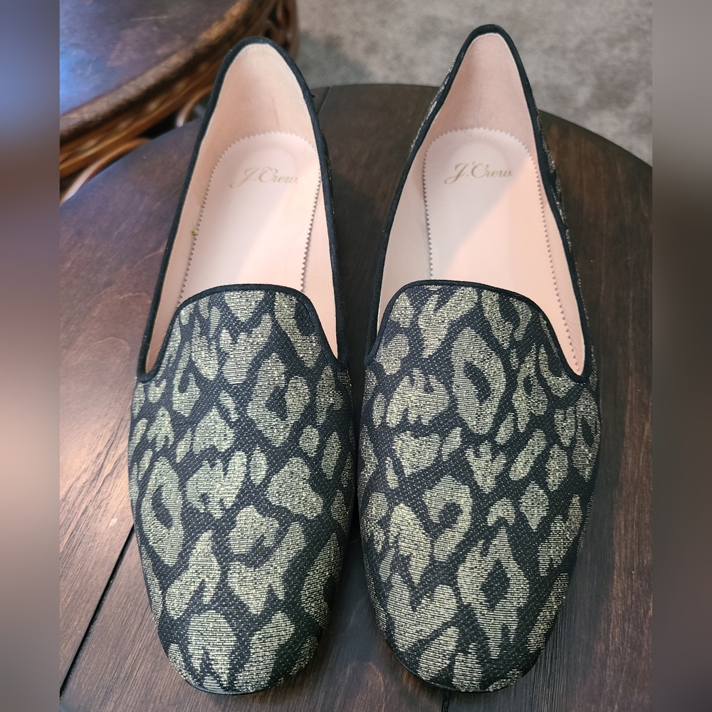 J. Crew Women's Metalic Leopard Slippers Flats